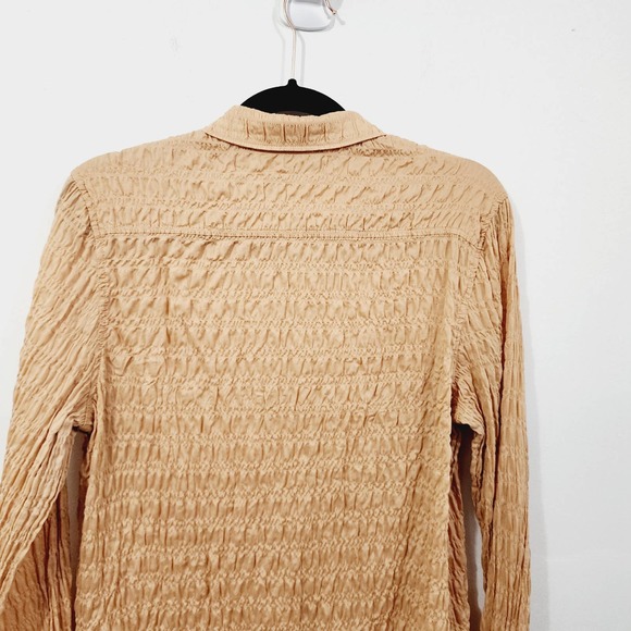 Everlane The Button Smock Top in Neutral Tan Button Front Stretch Womens Size 12 - Picture 12 of 15